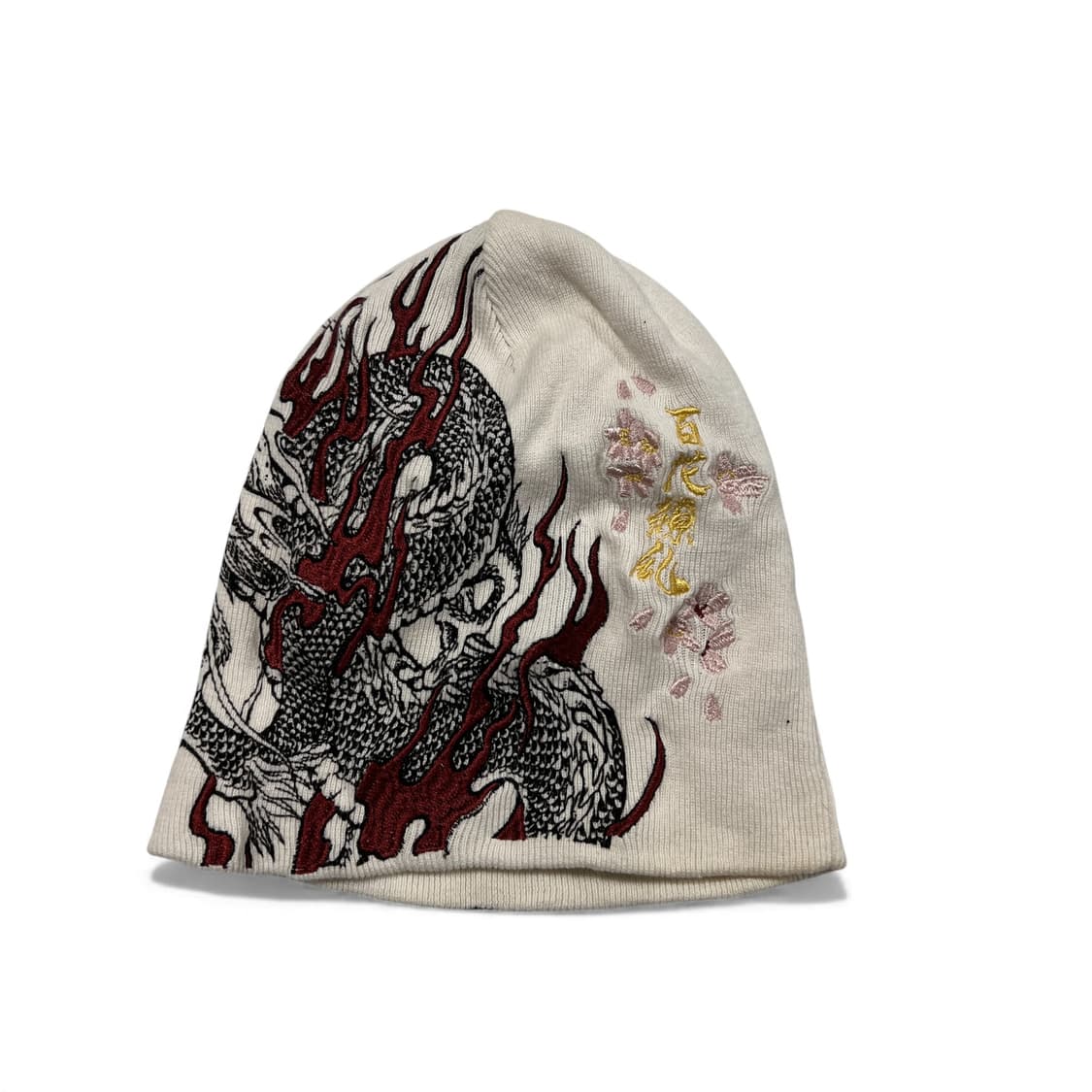 JP 재팬 오리엔탈 용프린팅 자수 화이트비니(OS) 상품이미지1