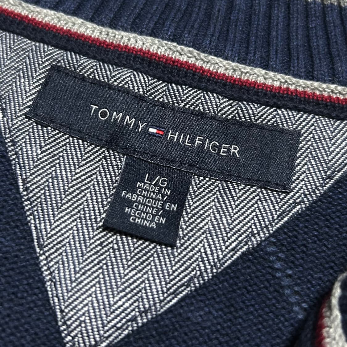 [L] Tommy 타미힐피거 네이비 클래식 반집업 코튼 니트 상품이미지6