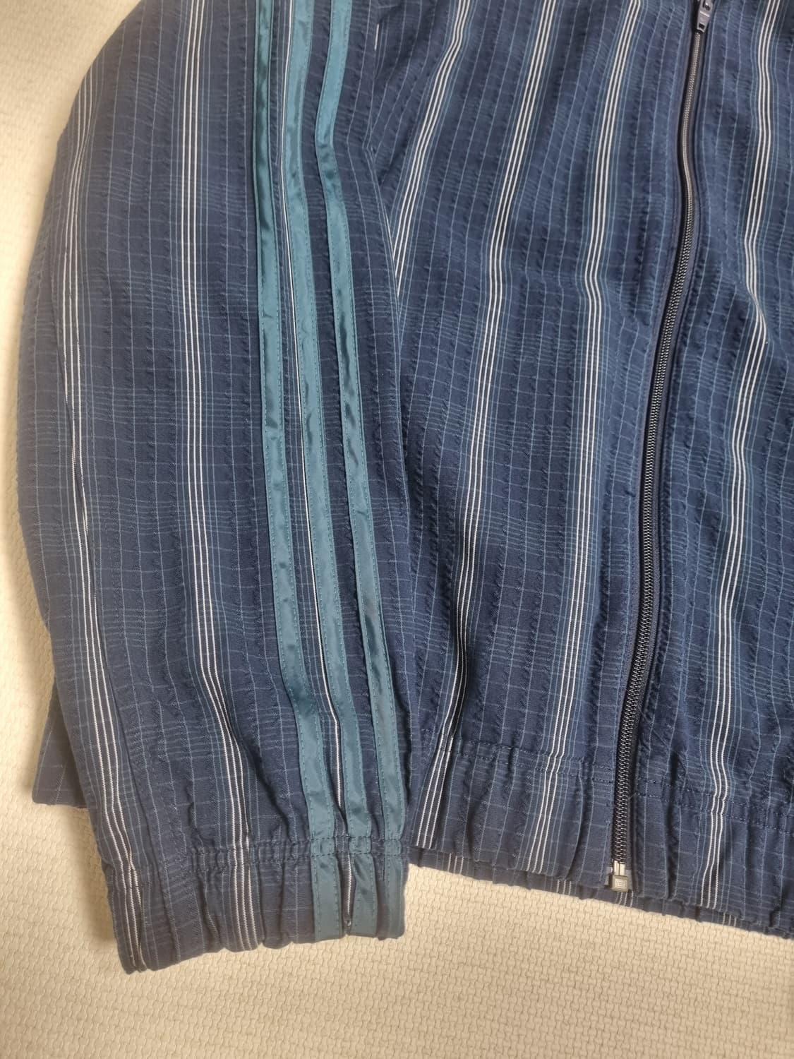 아디다스 네이비 체크 3선 트랙 자켓 L사이즈 상품이미지2