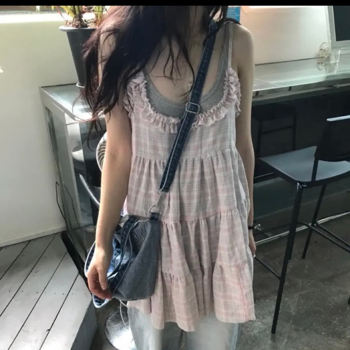 히피디피 candy check ops 캔디 체크 원피스 핑크 판매 상품이미지1