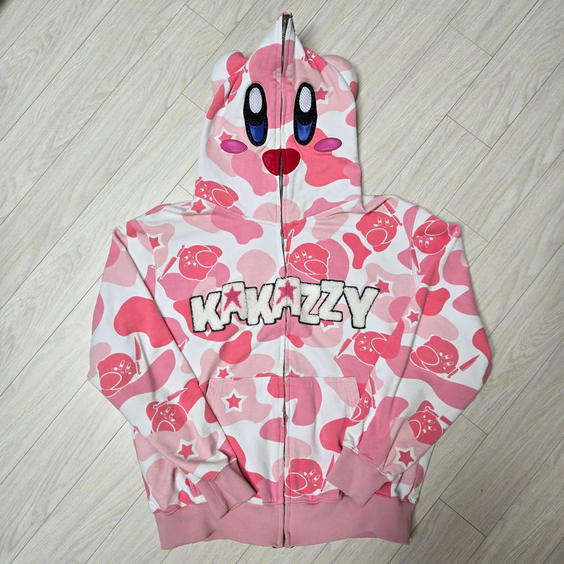 Kakazzy 카카지 풀집업 커비 후드집업 카모 핑크 상품이미지1