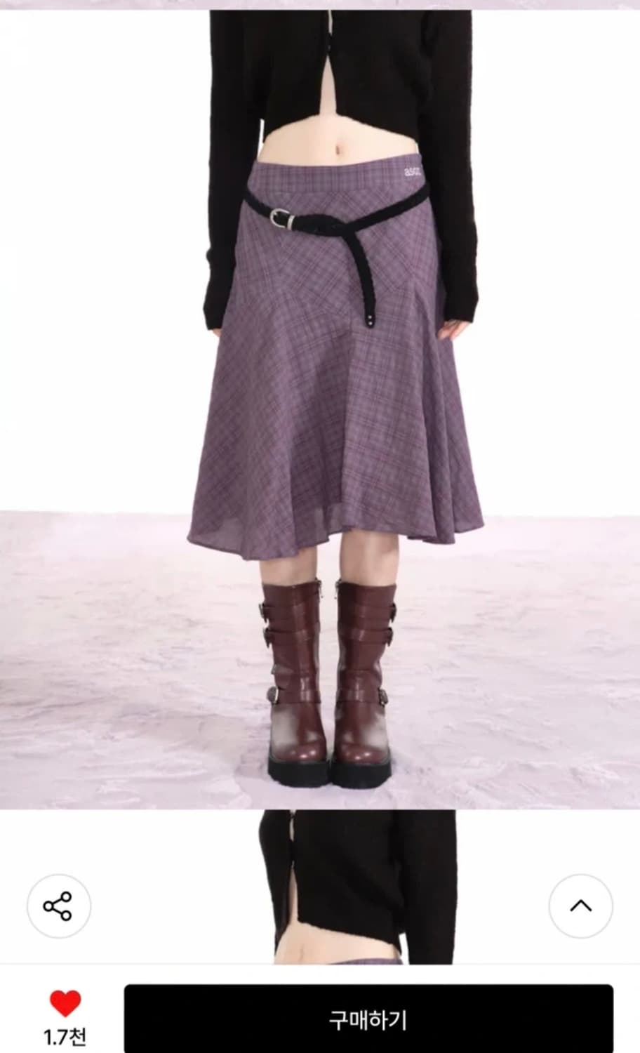 애즈온 런던체크 미디 스커트 상품이미지2