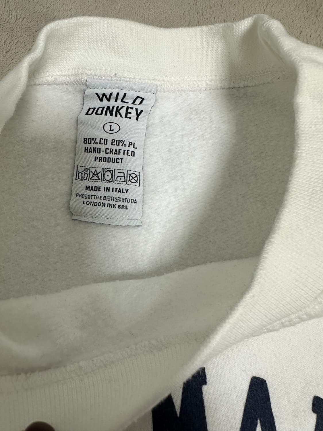 와일드 동키 화이트 맨투맨(기모) 상품이미지3