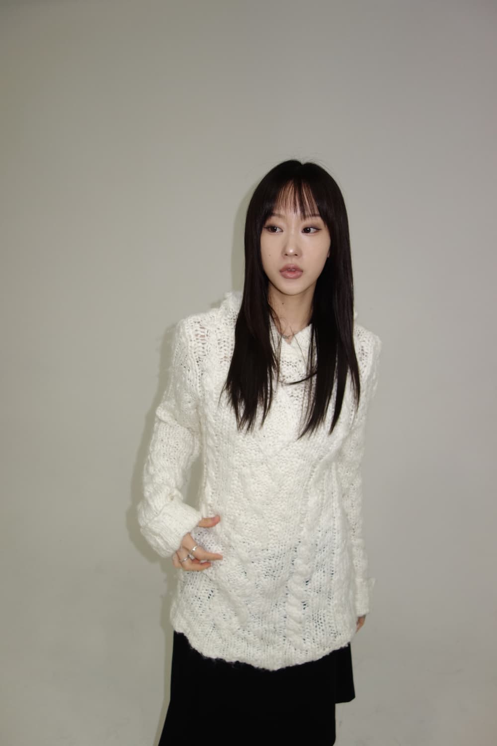 아이보리 후드 니트 상품이미지1