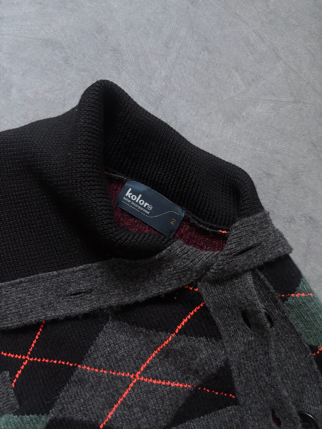 KOLOR 컬러 20AW 언발란스 숄 니트 상품이미지5