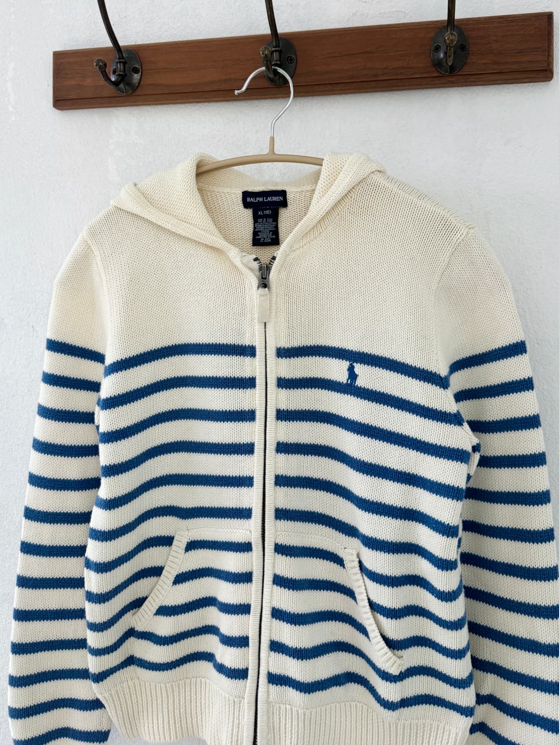 폴로 카키 니트 후드집업 상품이미지1