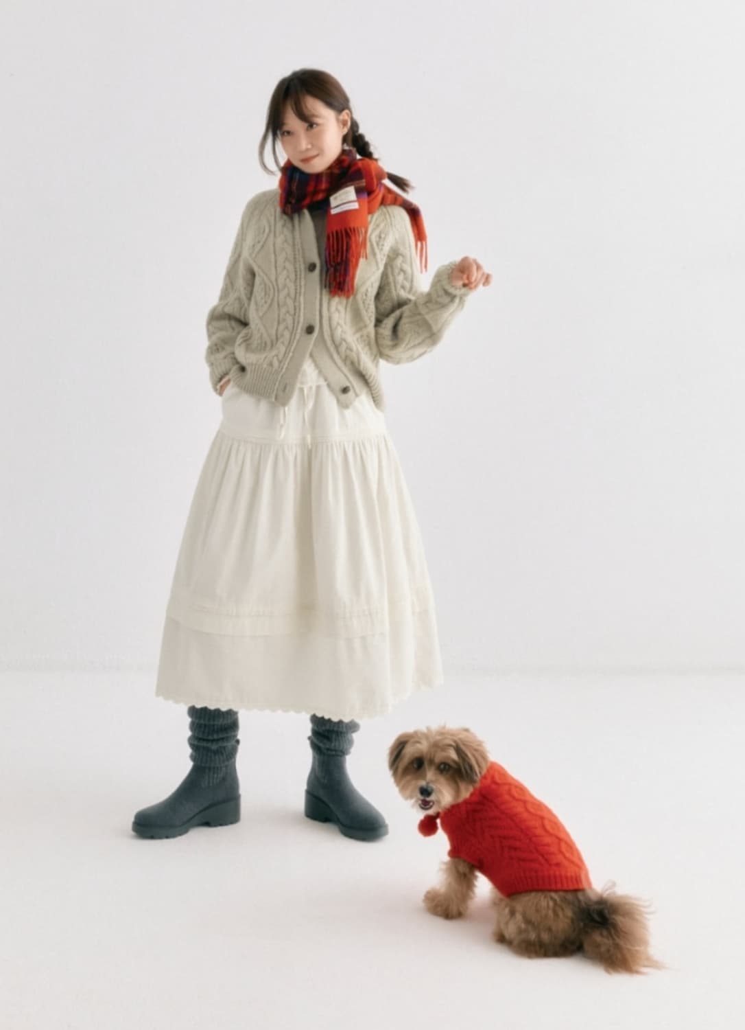 depound corduroy pintuck skirt cream 상품이미지1