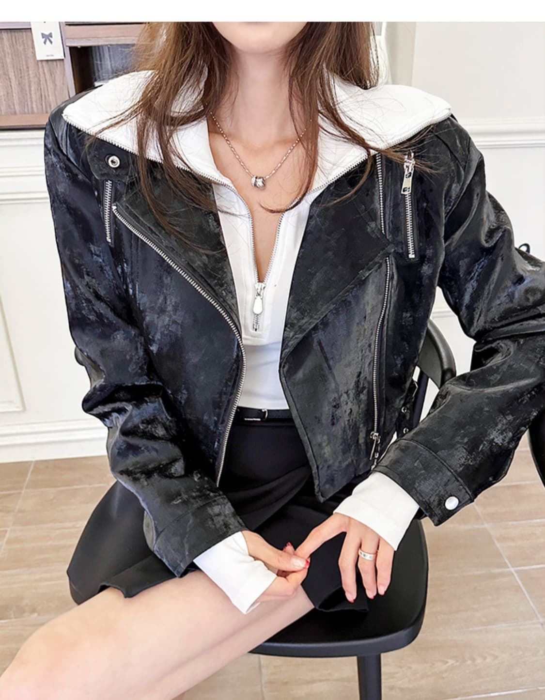 Y2K 카라집업티 상품이미지2