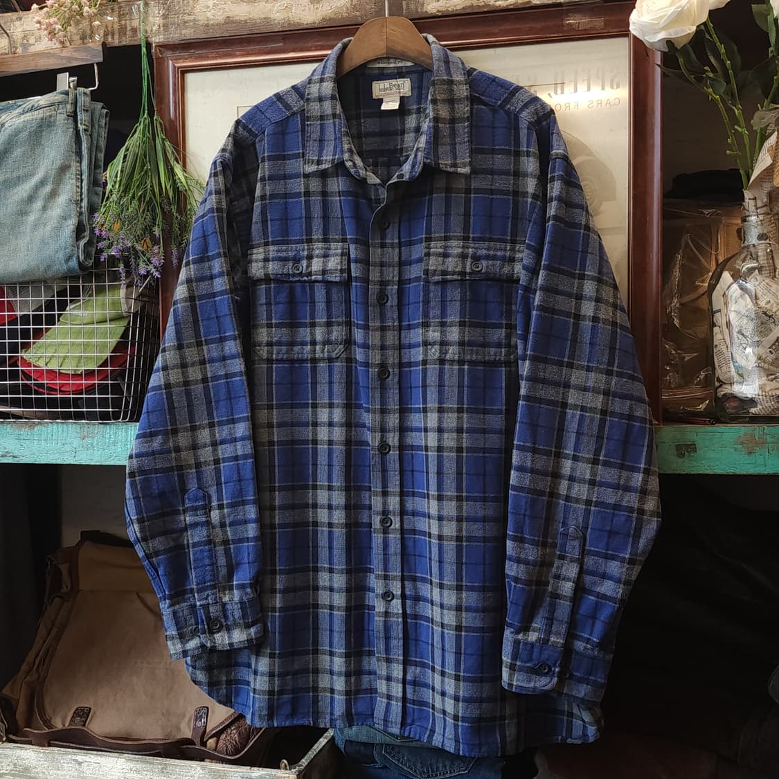 90s 엘엘빈 샤모아 체크셔츠 플란넬 셔츠 헤비코튼 워크셔츠 xxl 상품이미지2