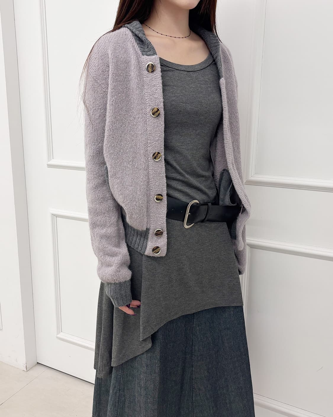 herish lavender charcoal point cardigan 상품이미지4