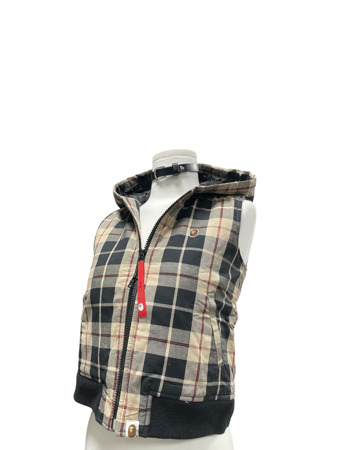 정품 베이프 너드체크 누빔 조끼 후드패딩(44) 상품이미지7