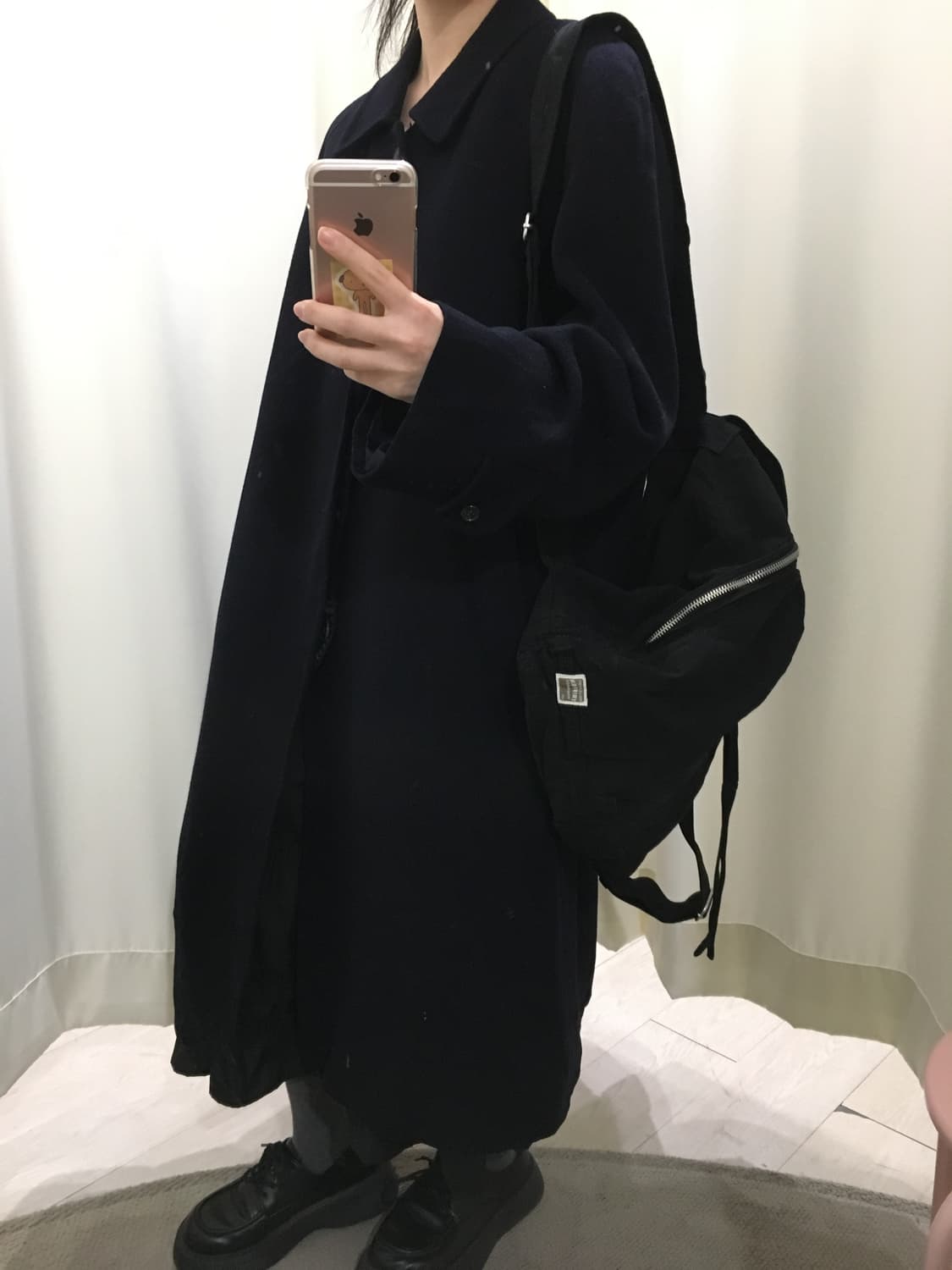 다크네이비 캐시미어 롱코트 상품이미지8