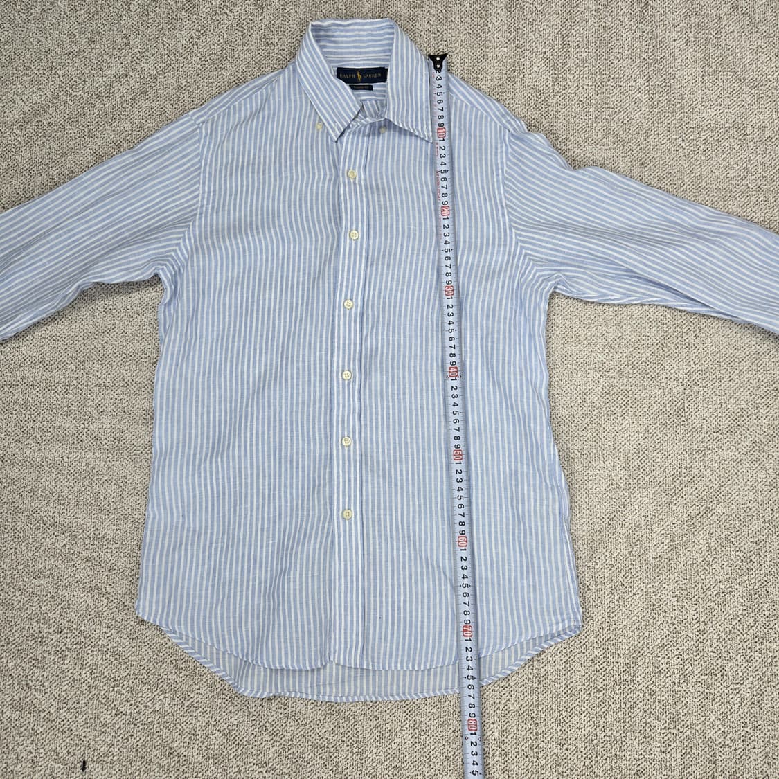 0068.폴로 랄프로렌  스트라이프린넨 셔츠 블루S 상품이미지8