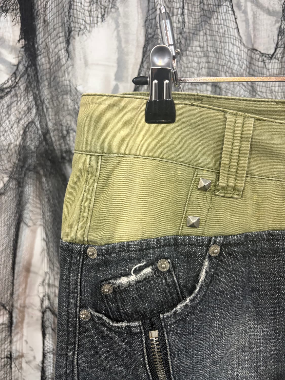 Y2K grunge two-tone stud mini skirt 상품이미지7