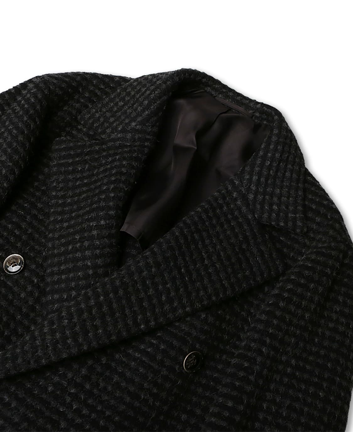 링자켓 [Ring Jacket] 블랙&그레이 패턴 앙고라 일본 폴로 코트 상품이미지2