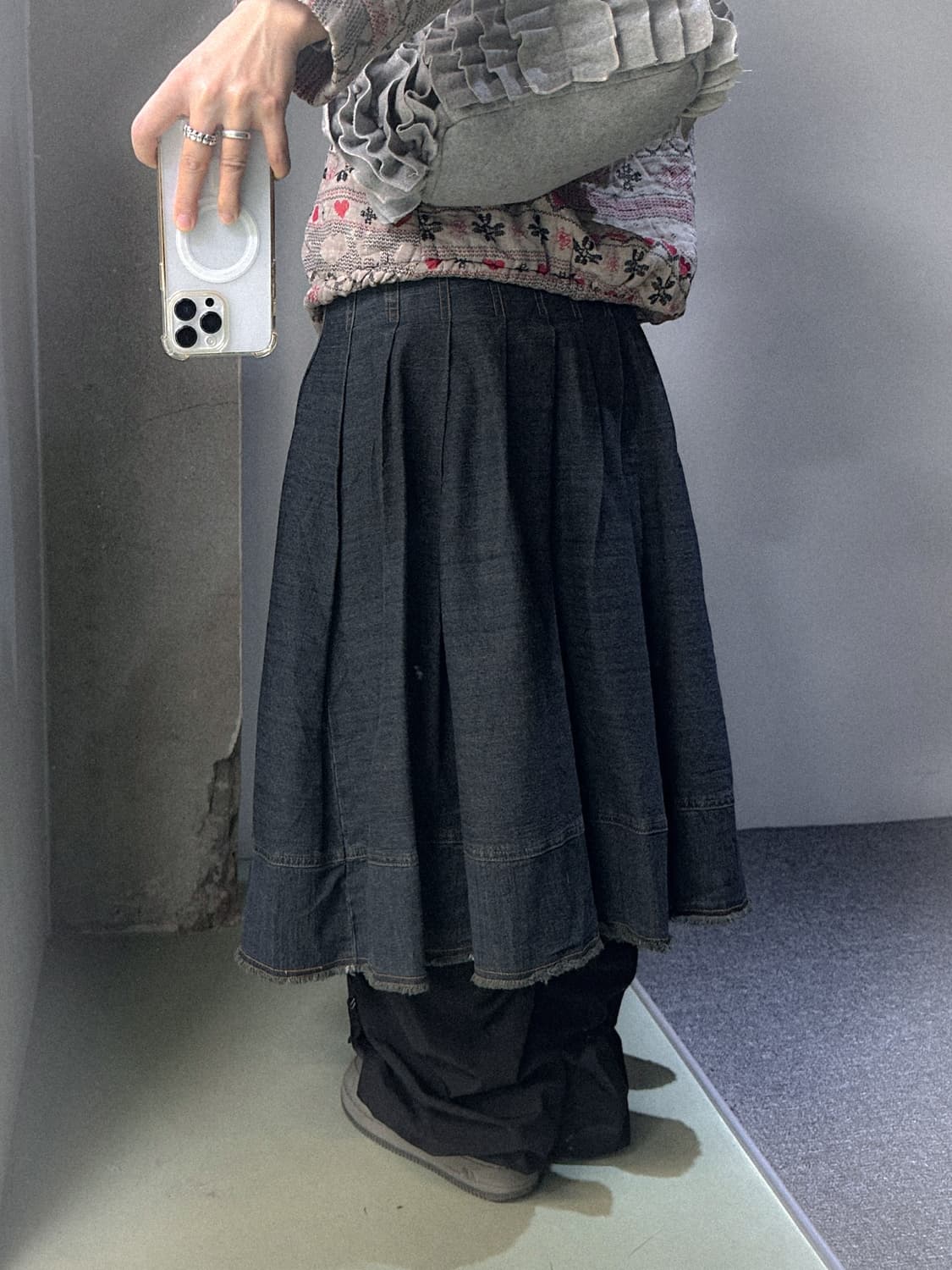denim pleats skirt 상품이미지3