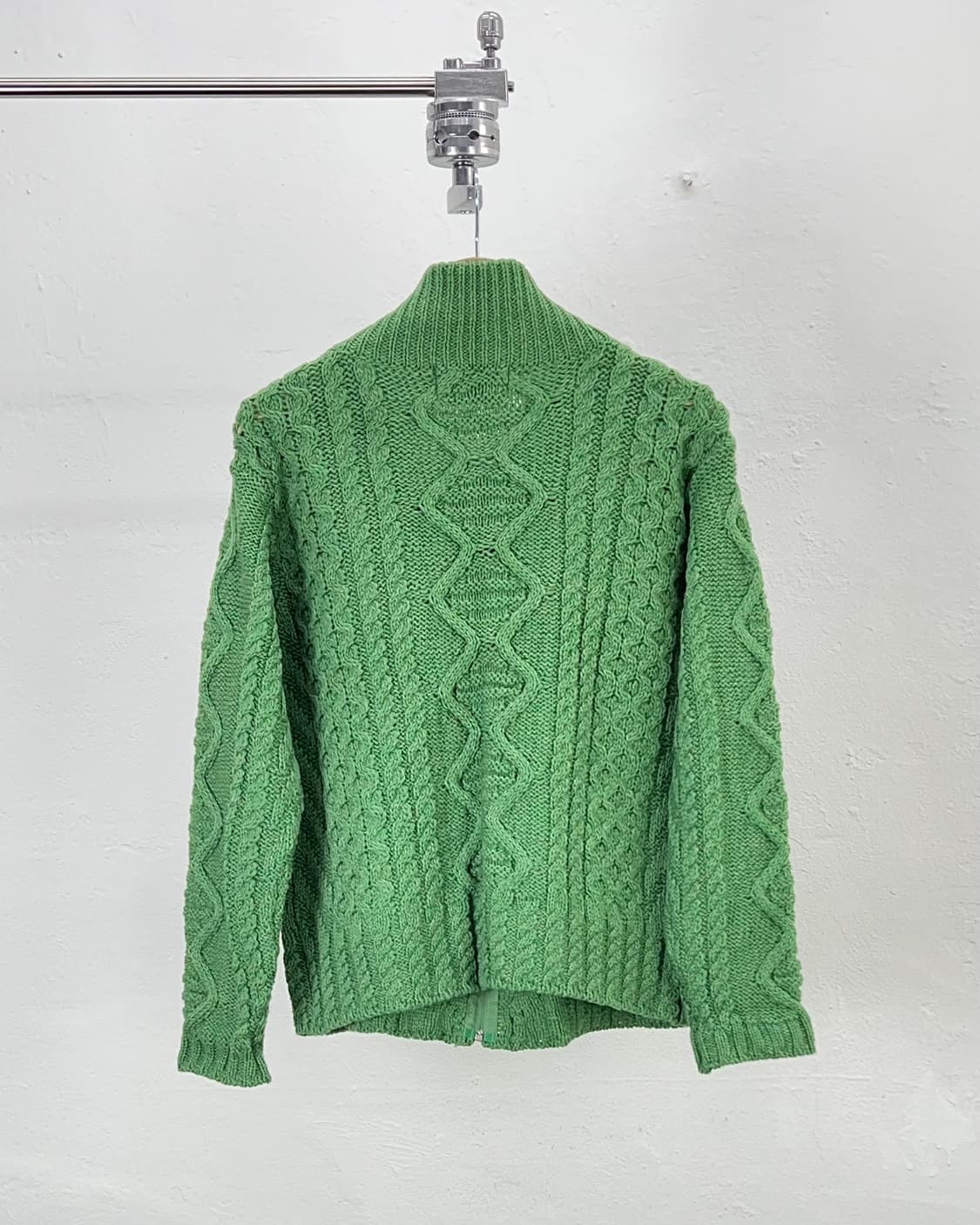 아란크래프트 믹스 그린 케이블 메리노 울 니트 가디건 상품이미지6