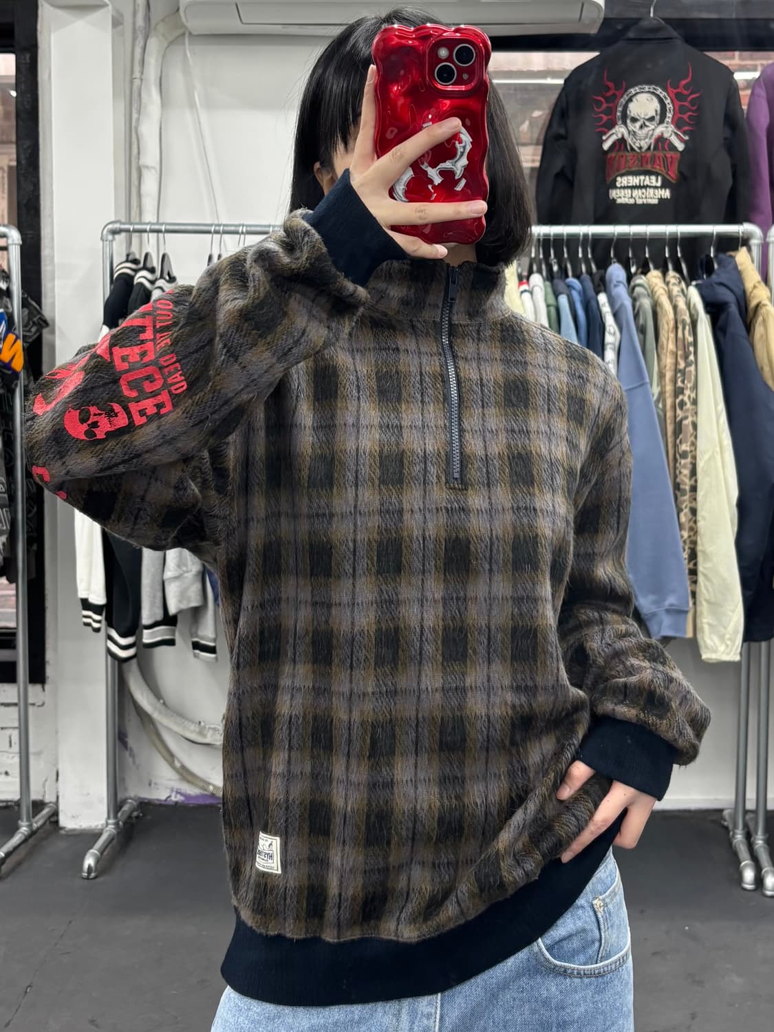 히스테릭 글래머 체크패턴 울 하프집업  상품이미지4