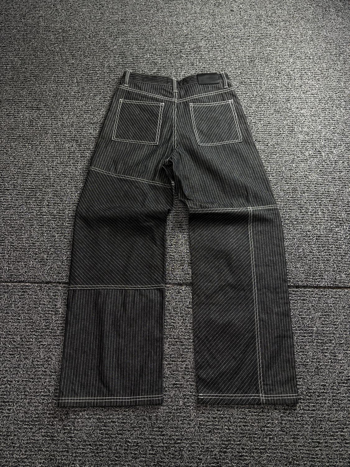 메종미네드 더블니 루즈핏 블랙 히코리 워크 팬츠 1744 상품이미지4