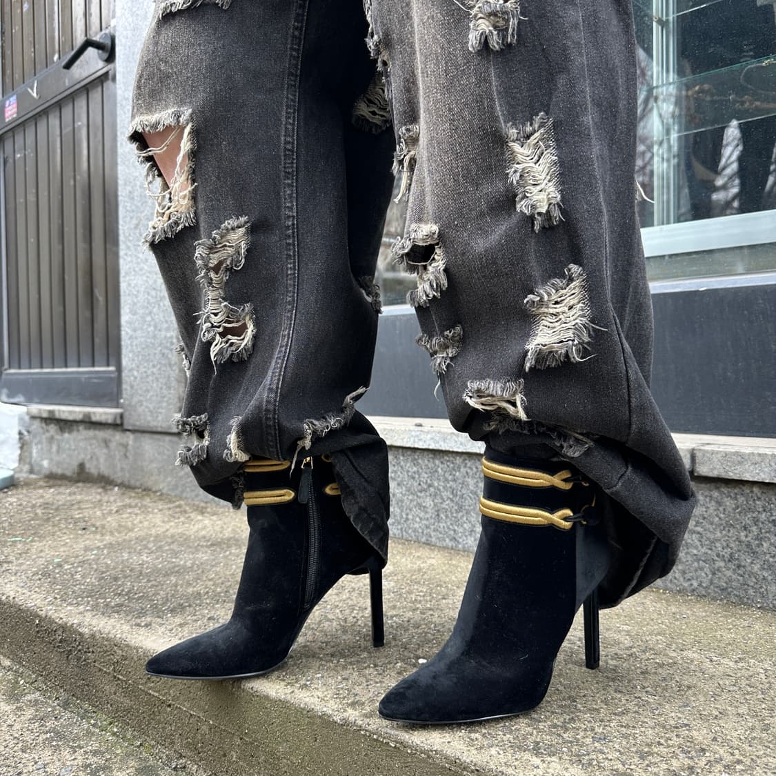 00s 레어 나인웨스트 나폴레옹 벨벳 포인트 부츠 상품이미지9