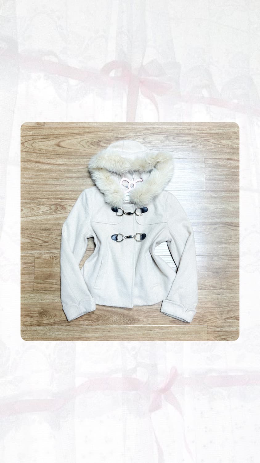 빈티지 버클 라떼 퍼 후드 코트 히메갸루 로걀 라떼 모리걸 이시하라사토미 상품이미지1