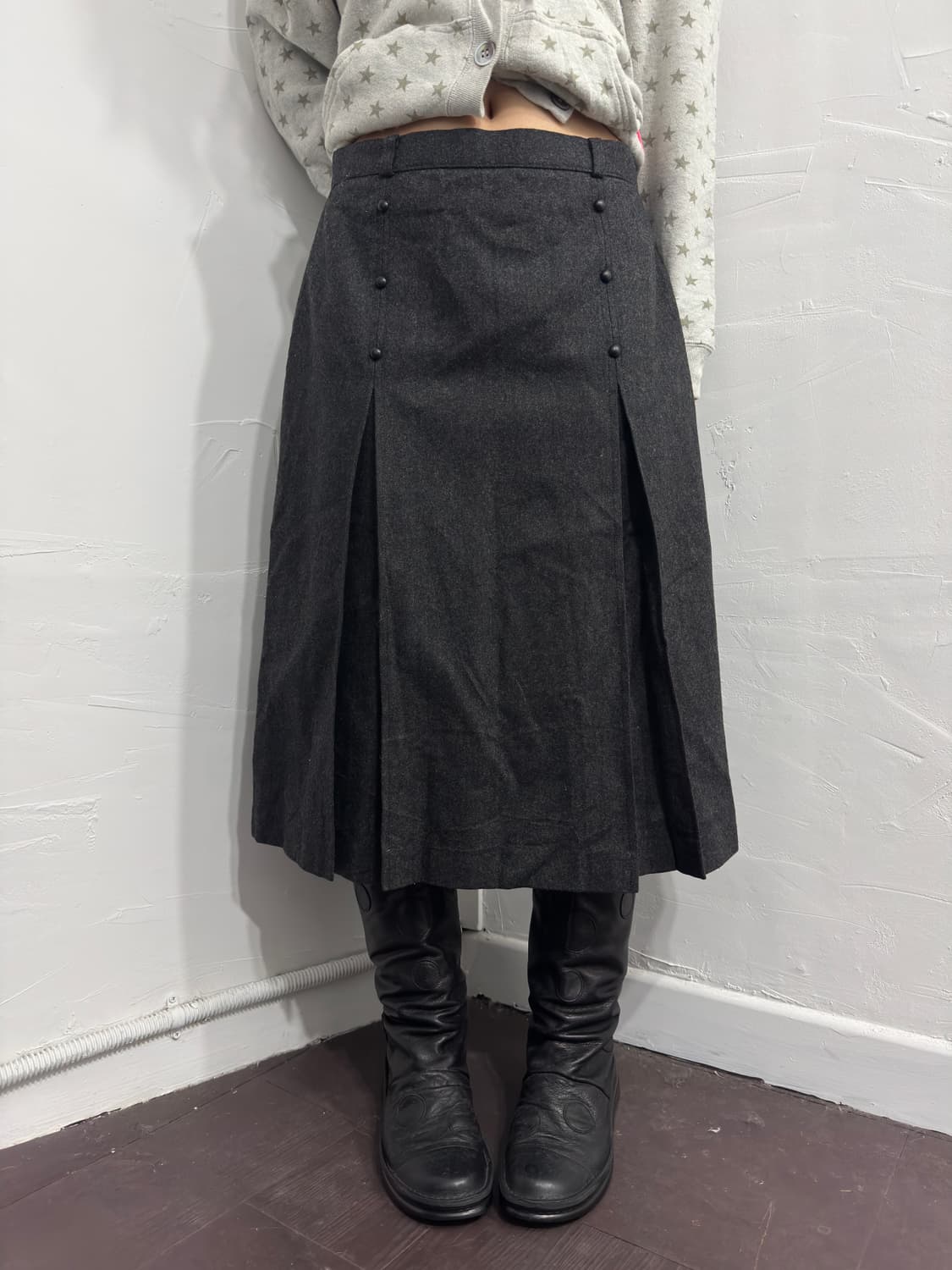 wool pleats wool midi skirt 상품이미지1