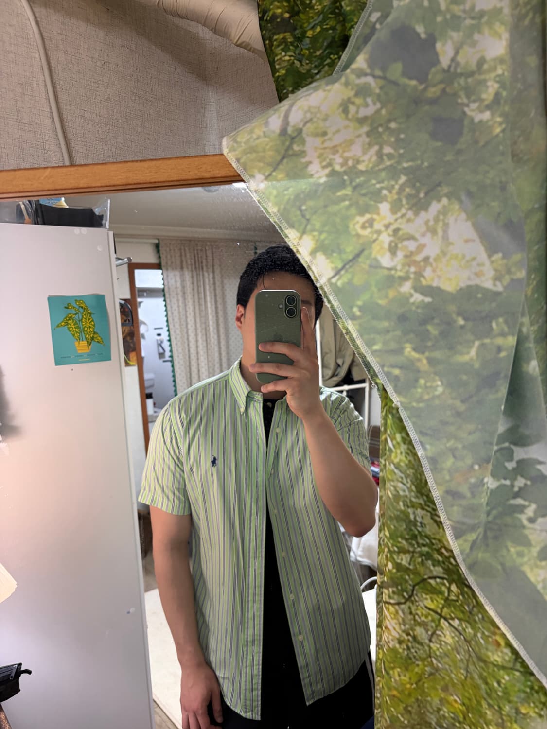 100) 두산 정품 폴로 랄프로렌 스트라이프 반팔셔츠 그린 상품이미지7