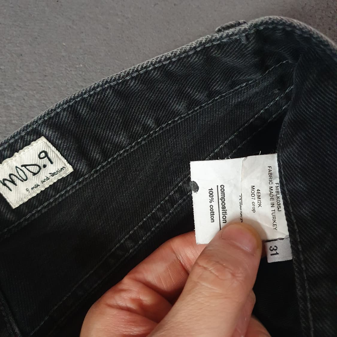 모드나인 크롭 흑청 데님 팬츠 31 상품이미지6