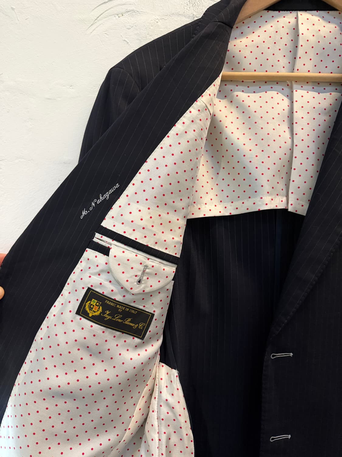 Jean Pablo 로로 피아나 울 스트라이프 블레이저 L 상품이미지4