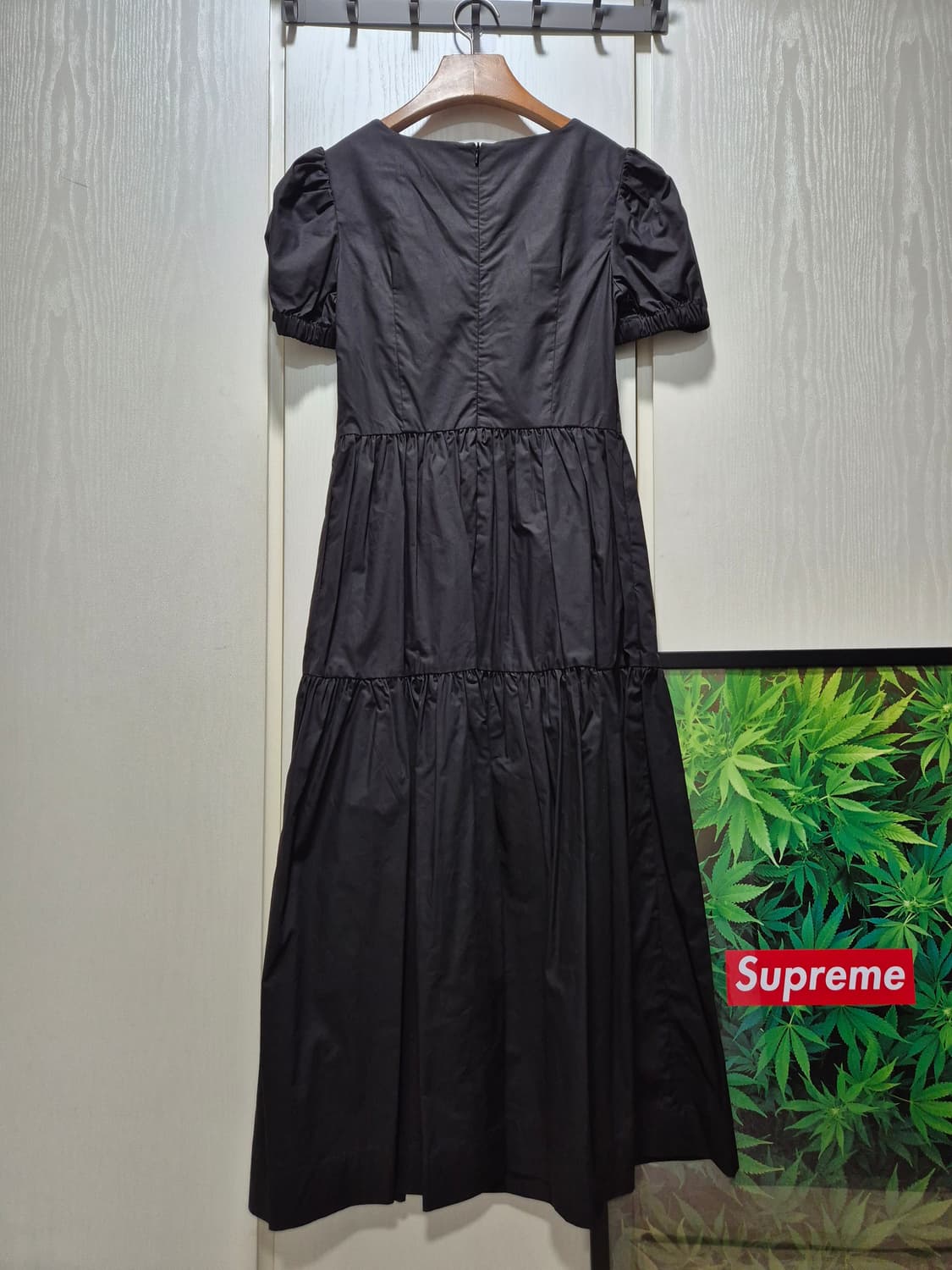 (세일)(새상품)아웃쉘 퍼프소매 캉캉 롱 원피스 블랙 상품이미지10