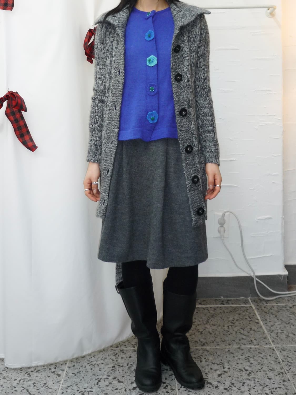 Charcoal flare midi skirt 상품이미지2