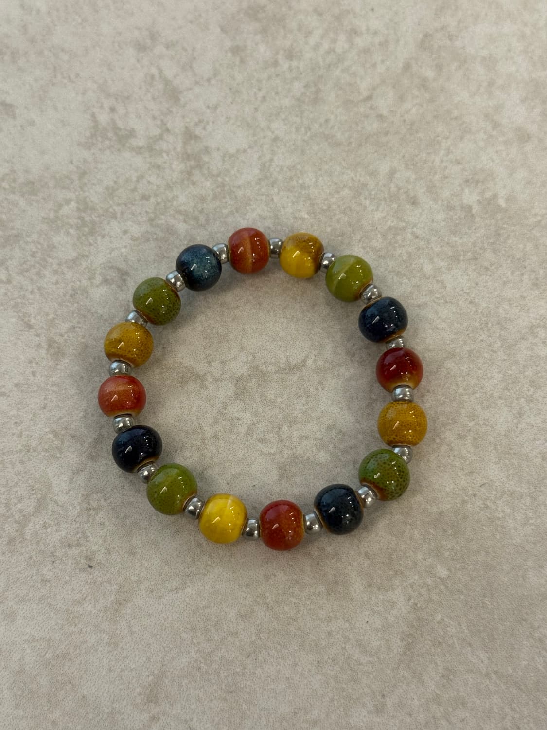 레인보우 도자기 비즈 팔찌 상품이미지1