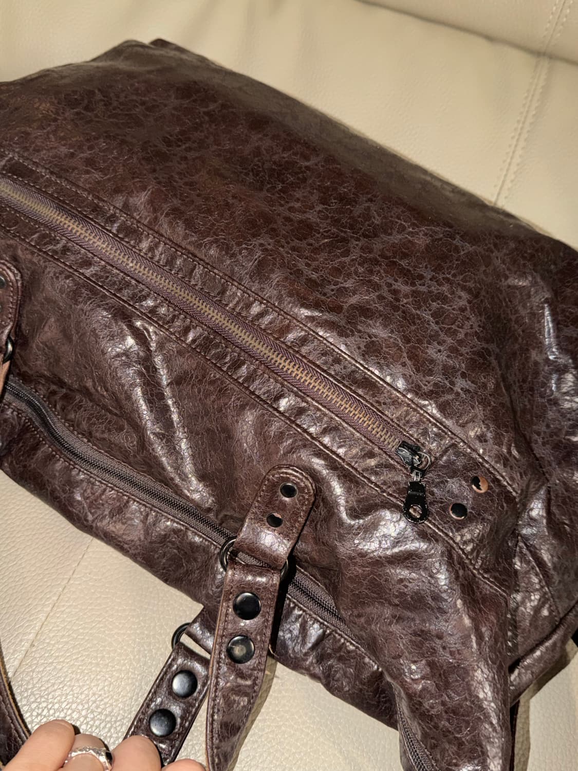 Textured faux leather boston bag 상품이미지4