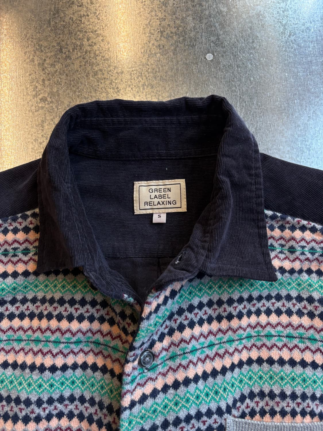 green label relaxing 에스닉 니트 코듀로이 셔츠 상품이미지3