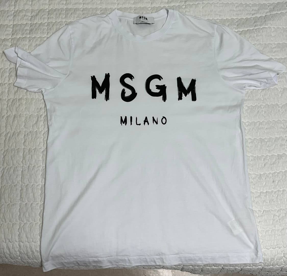 MSGM 브러쉬로고 반팔 화이트 M 상품이미지1
