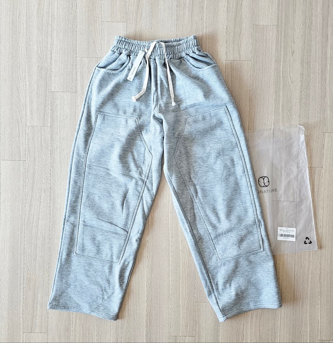 L 새제품) 시그니처 더블니 기모 바지 스웨트팬츠 멜란지그레이 남성 34 상품이미지2