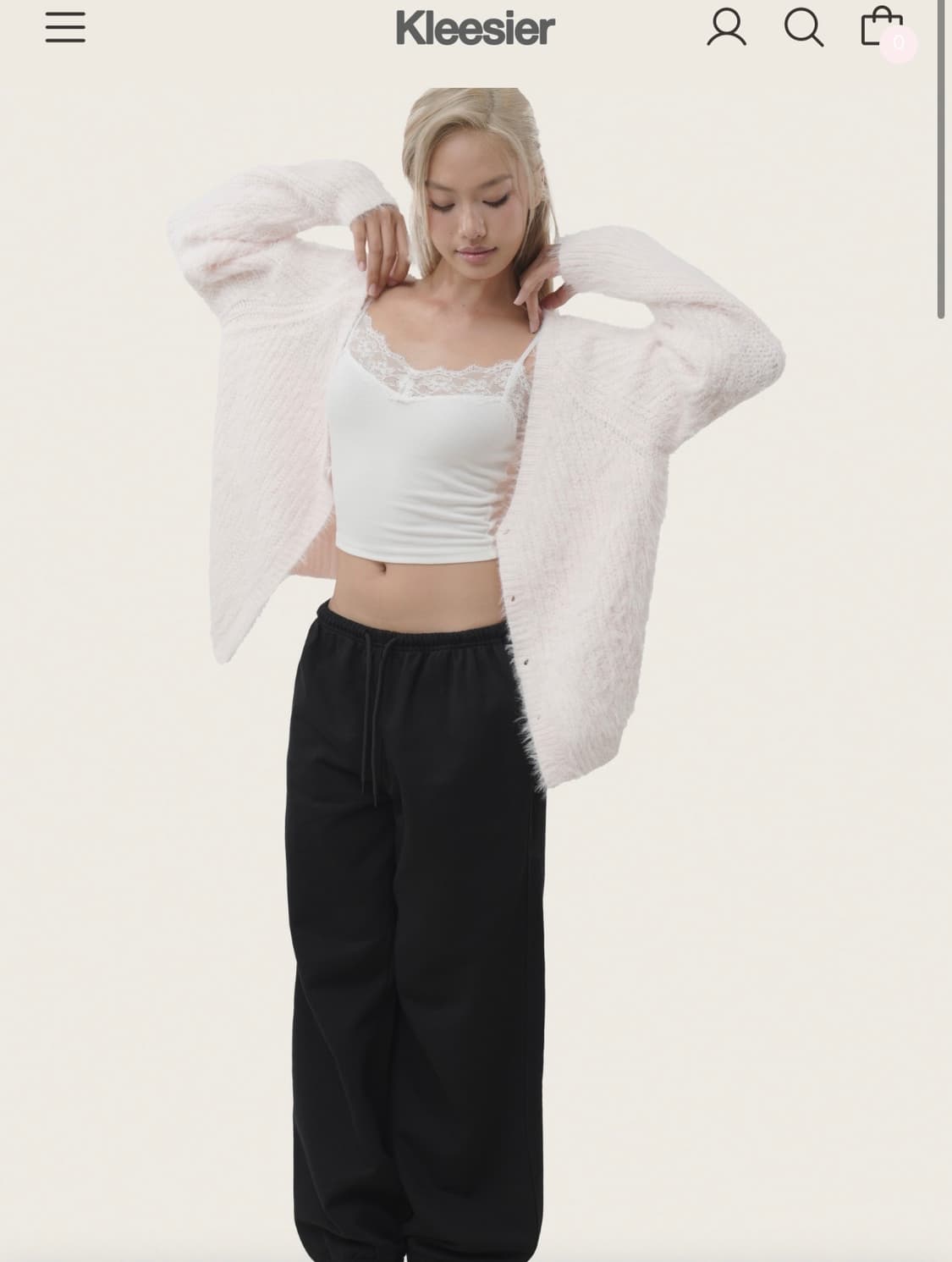 클리시어 슈가플럼 헤어리 가디건 핑크 상품이미지2