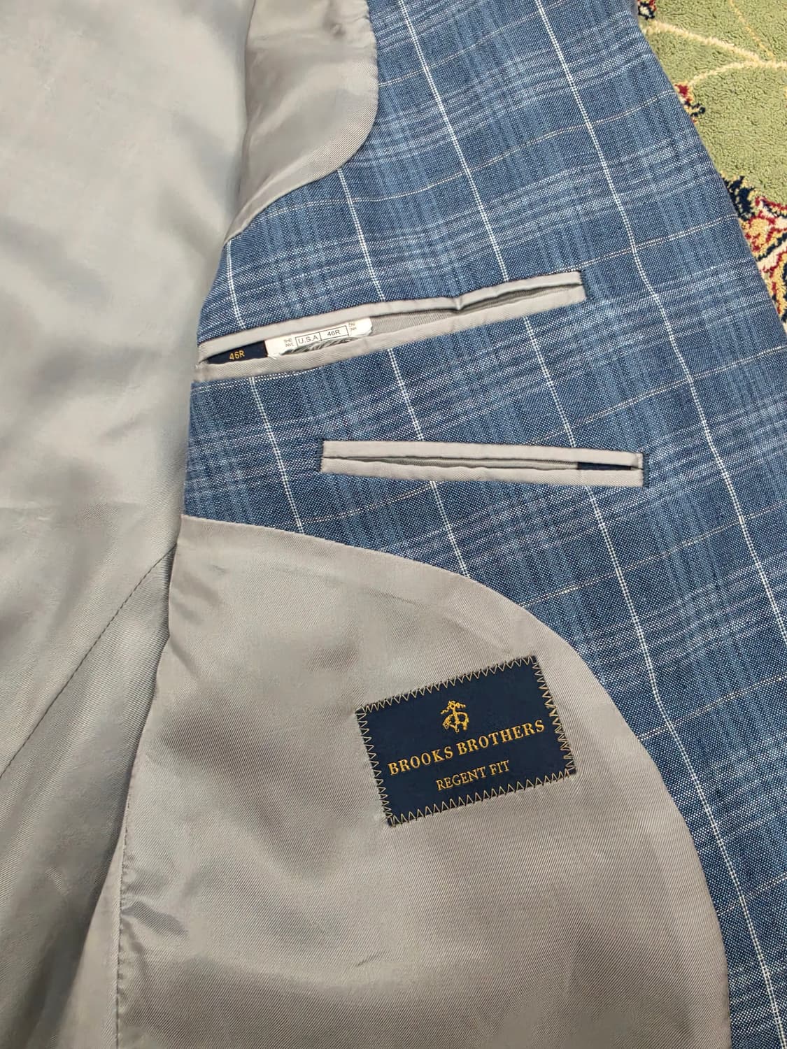 [새상품/최종할인] 브룩스브라더스 린넨 블루체크 2버튼 46R 107 상품이미지3