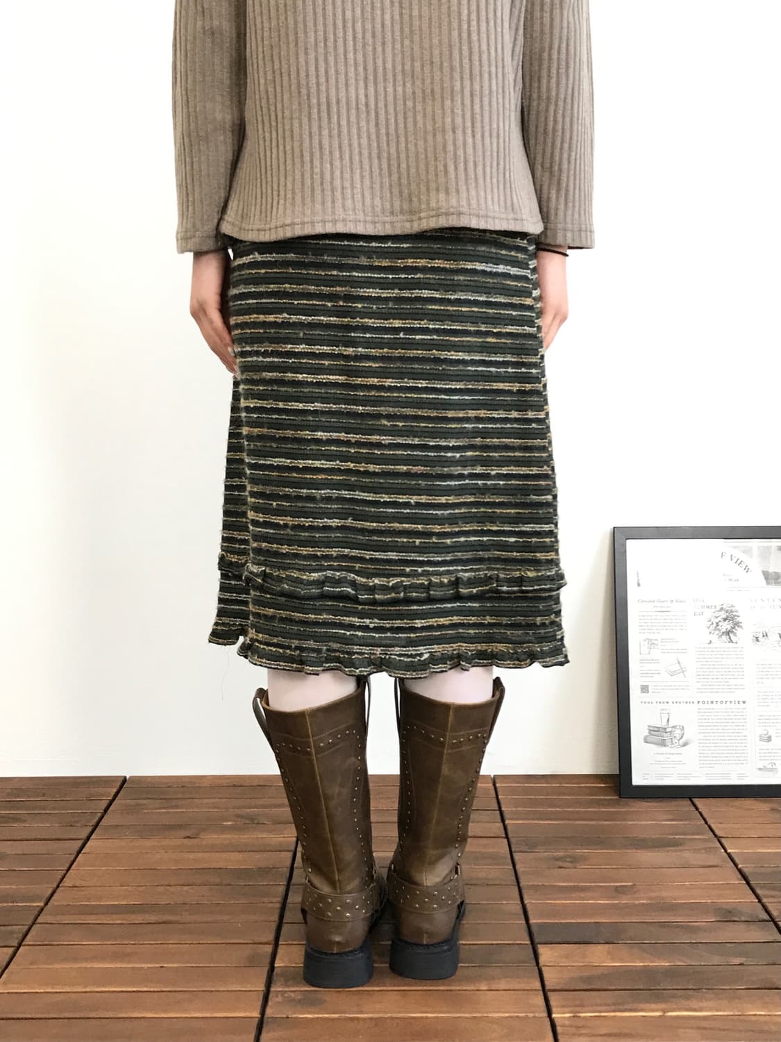 Trans Continents Wool Striped Midi Skirt 상품이미지2