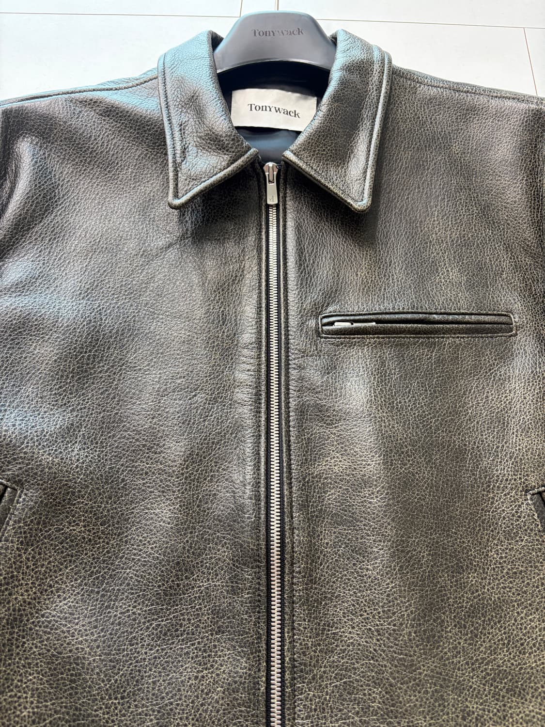 토니웩 레더 체스트 집 자켓 트리트먼트 블랙 XL 상품이미지2