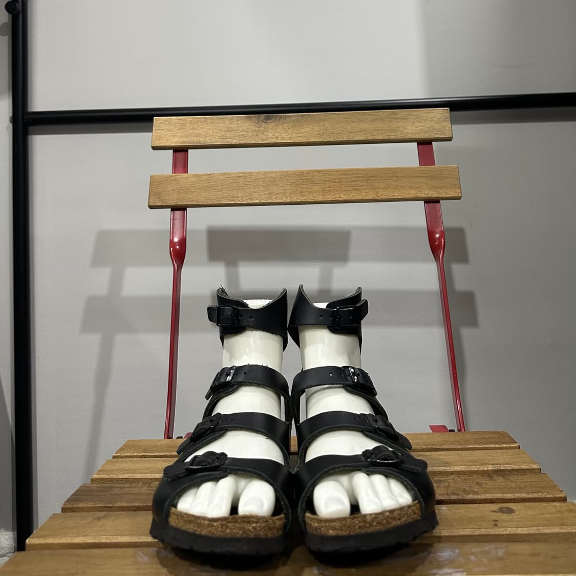225) 버켄스탁 샌들 여성 여자 샌들 아테네 블랙 레더  상품이미지2