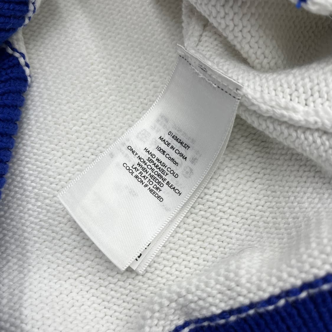 폴로 랄프로렌 빅포니 코발트블루 배색 화이트 니트집업 L 상품이미지7