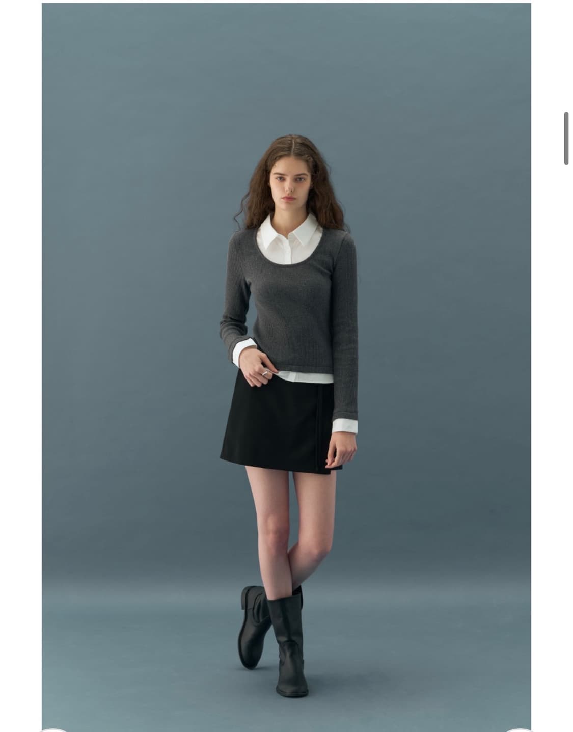 (S) 드로우핏 우먼 포엠 레이어드 카라 셔츠 탑 [CHARCOAL] 상품이미지5