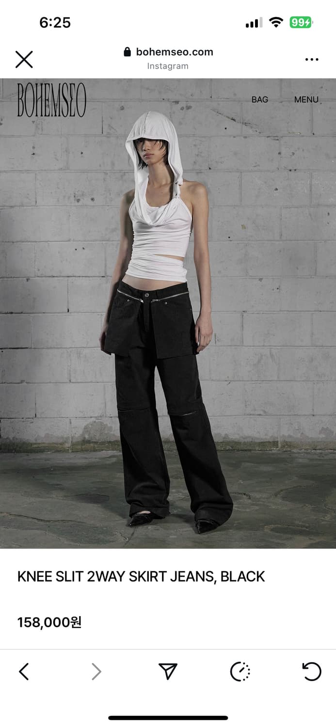 보헤미안서울 니 슬릿 투웨이 스커트바지 블랙 1 새거팝니다 상품이미지1