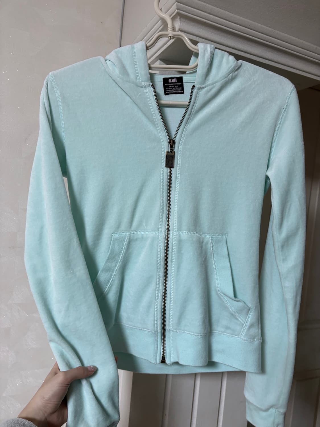 일본빈티지 e.vil 벨벳 큐빅 후드집업 (키키) 상품이미지7