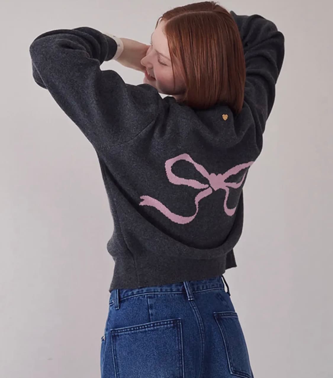 론론 HEART RIBBON JACQUARD KNIT CARDIGAN C 상품이미지1