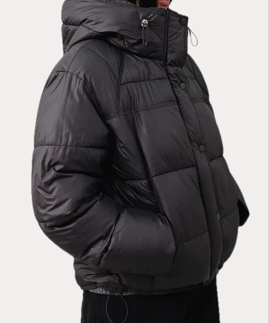 후드 푸퍼 숏패딩 블랙 상품이미지2