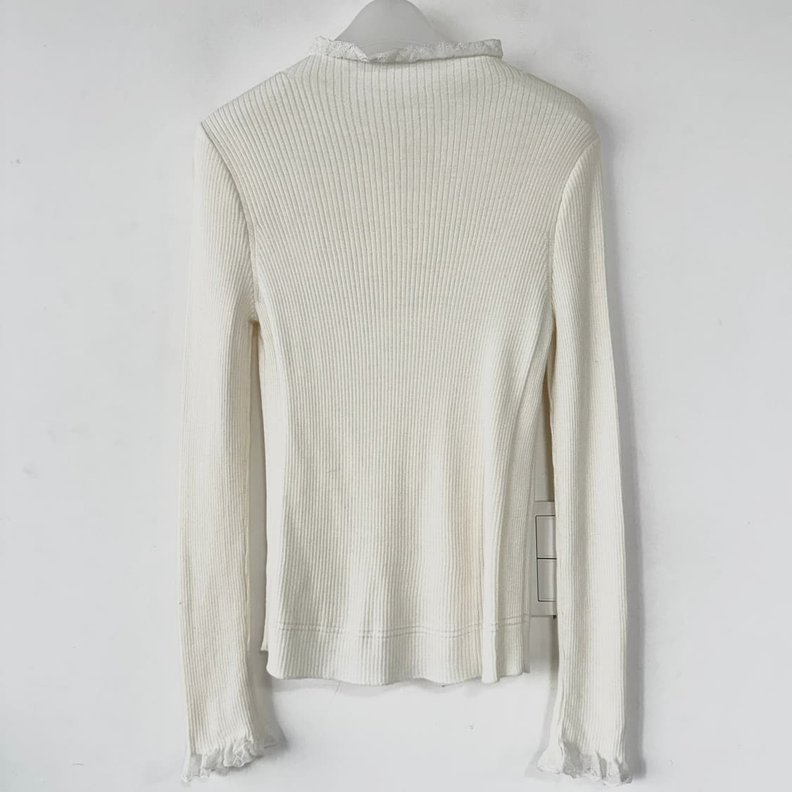 오즈세컨 레이스블록 골지 니트 탑 상품이미지4