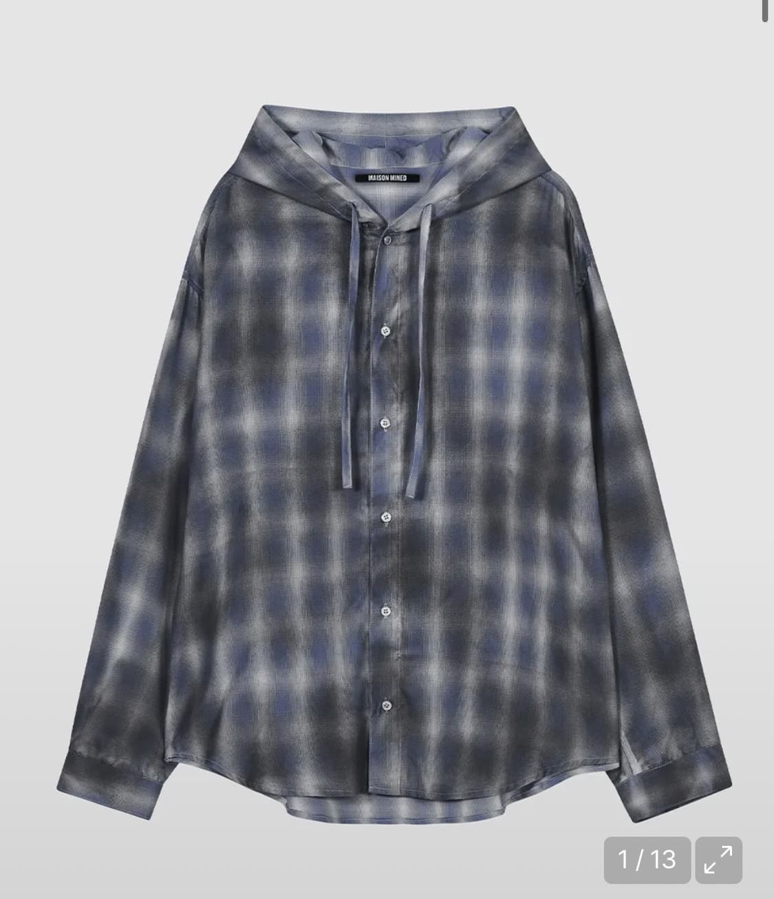 메종미네드 페인트 체크 후드 셔츠 블루 s 상품이미지1