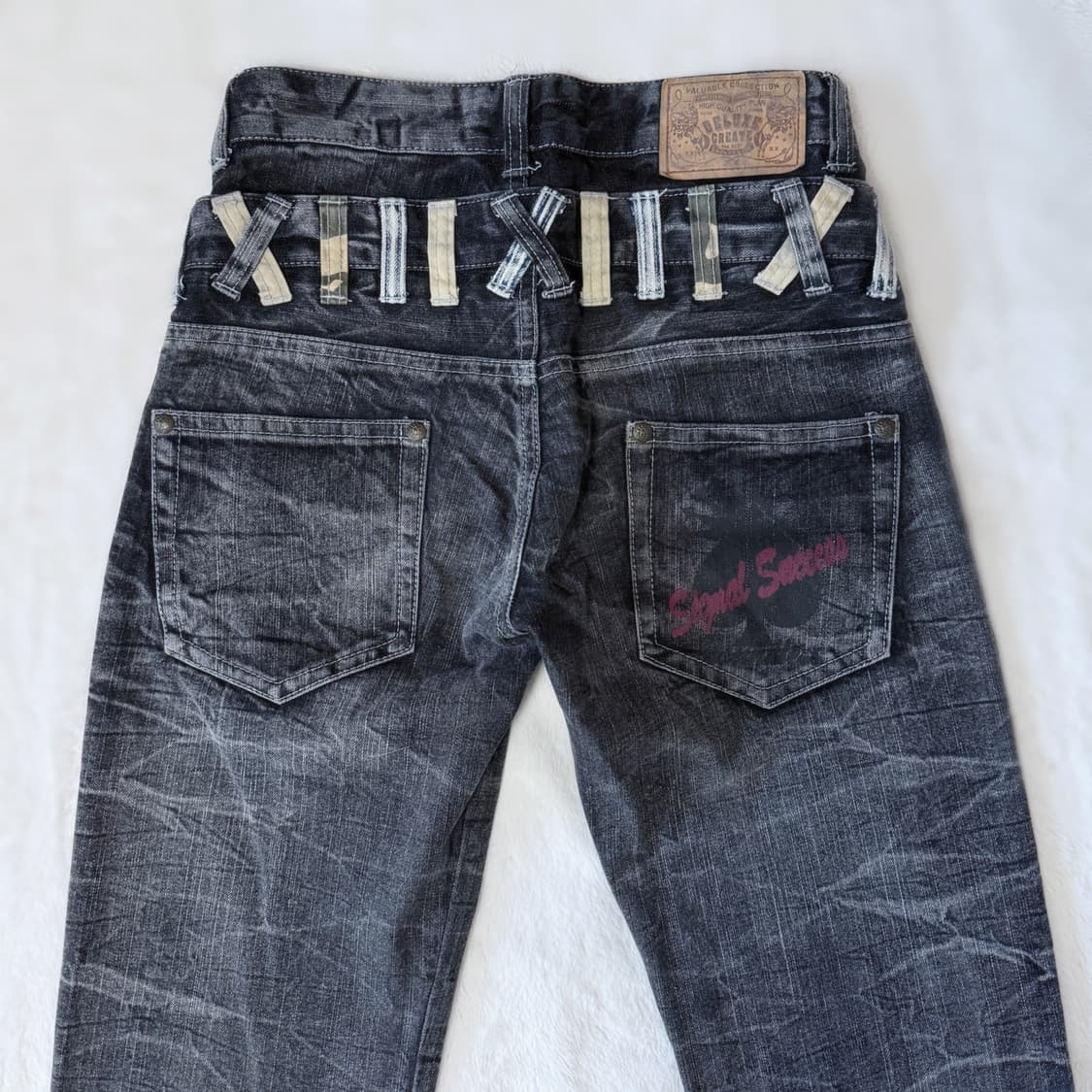 Creation 펑크 고스 고딕 하드 워시드 데님 팬츠 상품이미지3